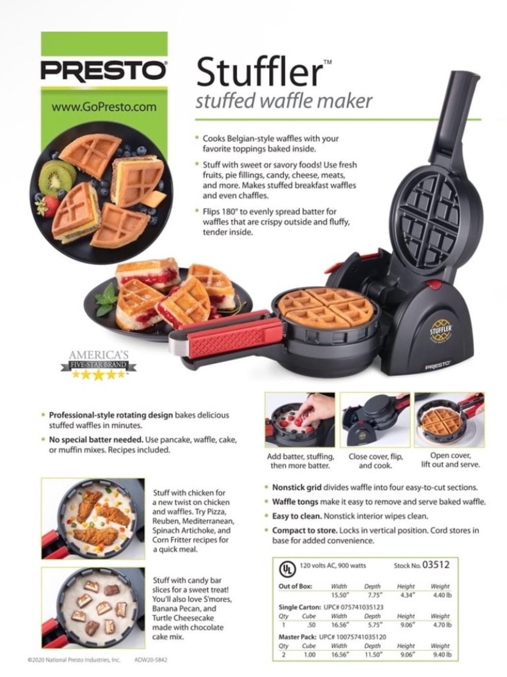 Presto Stuffler®
Stuffed Waffle Maker